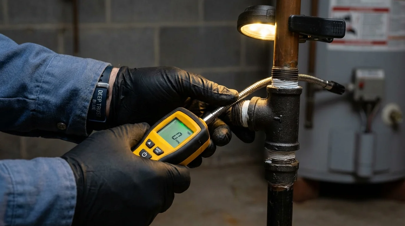 Gas leak detection with electronic sniffer by Johns Plumbing LLC in Boxborough